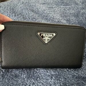 Prada Black Zip-Around Wallet